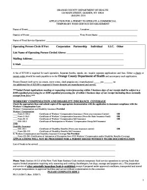 Fillable Online Temporary Food Service Establishment Permit Application