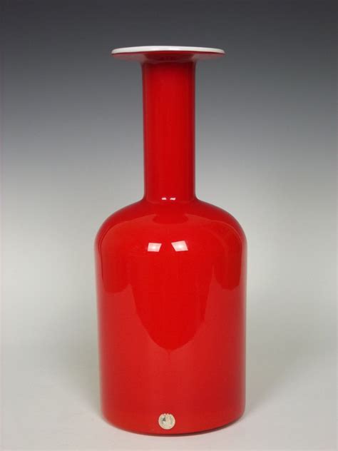 14 Tall Holmegaard Coral Coloured Glass Gulvvase By Otto Brauer