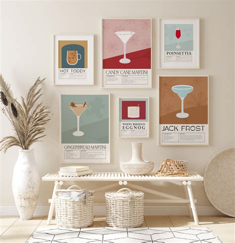 Cocktail Poster Set Retro Holiday Cocktail Print Set of 6 - Etsy