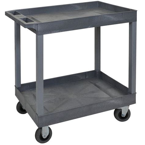 Luxor 18 X 32 Two Shelf Tub Utility Cart With Semi Pneumatic Casters Gray