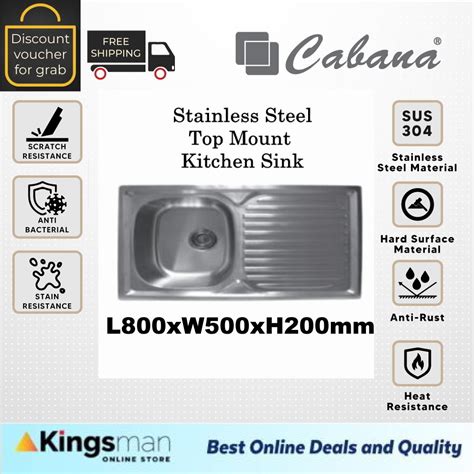 Kingsman Cabana Top Mount Single Bowl Stainless Steel Kitchen