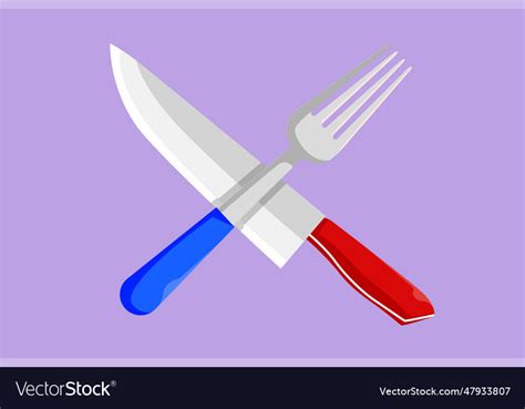 Character flat drawing knife and fork Royalty Free Vector