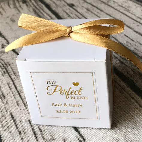 X White Wedding Favour Boxes With Personalized Gold Foil Etsy