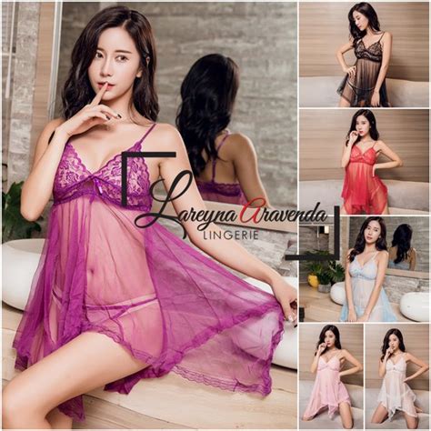 Jual Lingerie Mini Sexy Bahan Lace Transparan Tanpa Lengan LG011 Di