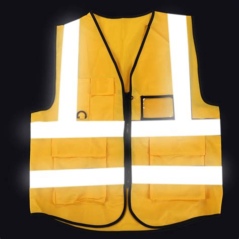 Men Yellow Or Orange HIGH VISIBILITY Vest Safety Waistcoat Hi Vis Viz