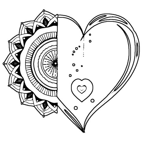 Mandala Gratitude Heart Coloring Page Creative Fabrica