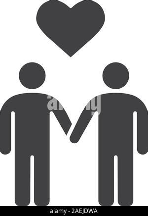 Couple Gay icône de glyphe Deux hommes se tenant la main d ossature symbole Gay boys avec