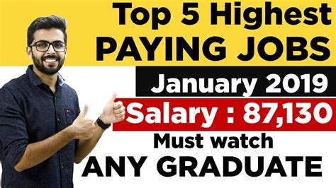 Top 5 Highest Paying Jobs In India January 2019 Salary ₹ 87 130😮😮 Any Graduate Youtube