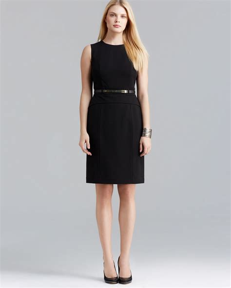 Lyst Calvin Klein Dress Sleeveless Peplum Belted In Black