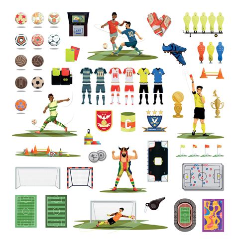 set  football illustrations  vector art  vecteezy