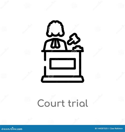 Outline Court Trial Vector Icon Isolated Black Simple Line Element