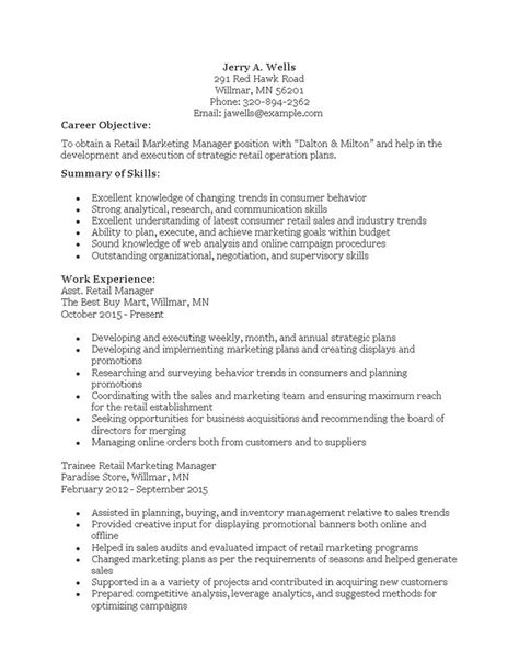 Retail Marketing Manager Resume Template