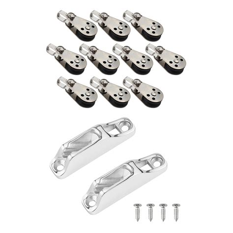 10 Pcs Marine Boat Pulley Blocks Rope Kayak Canoe Anchor Trolley Kit