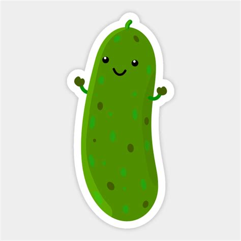 Cute happy pickle cartoon illustration - Pickle - Sticker | TeePublic