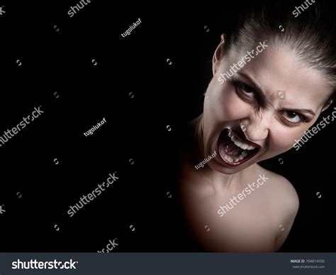 Angry Nude Girl Screaming Camera On Stock Photo Edit Now
