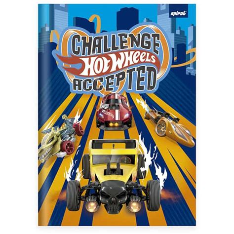 Caderno Universitário Capa Dura Brochura Costurado Folhas Hot Wheels Spiral PT UN Loja