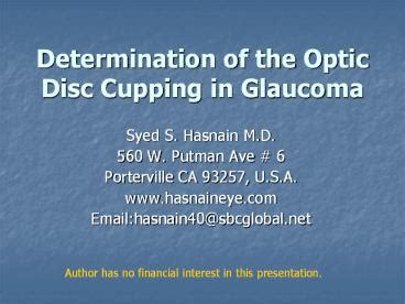 PPT – Determination of the Optic Disc Cupping in Glaucoma PowerPoint ...