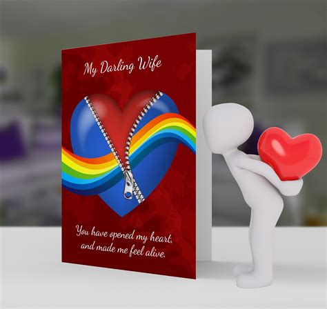 Wife Lesbian Valentine S Day Card With Zipper Heart Rainbow Etsy