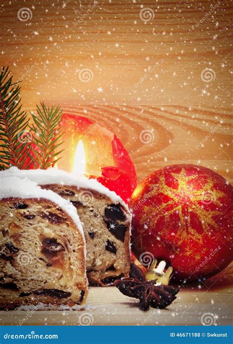 Christmas Stollen and Decoration . Stock Photo - Image of tree ...