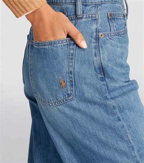 Polo Ralph Lauren Blue Cropped Wide Leg Jeans Harrods UK