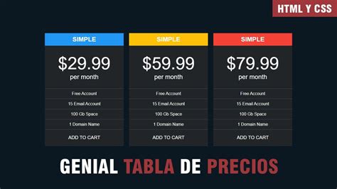 Crear Tabla De Precios Con HTML Y CSS YouTube