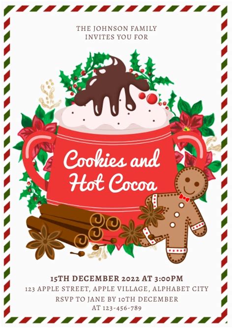 Christmas Cookies And Cocoa Party Invitation Template Postermywall