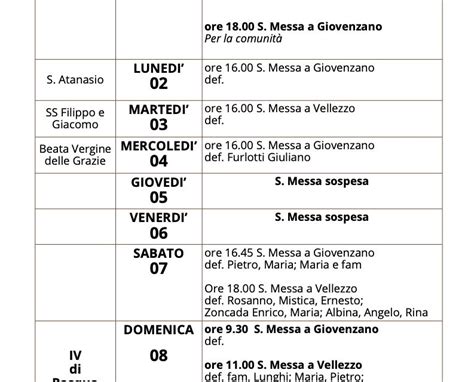 Calendario Liturgico Dal 1 Al 8 Maggio 2022