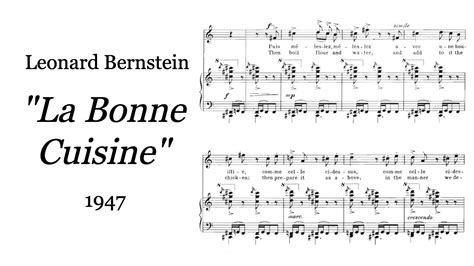 Leonard Bernstein La Bonne Cuisine 1947 Score Video YouTube