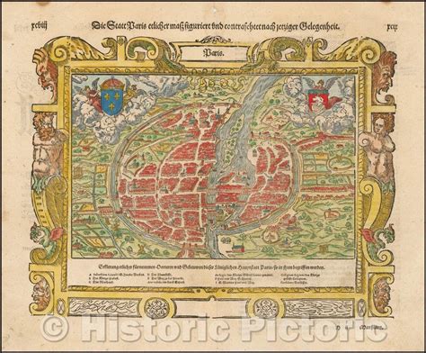 Historic Map Paris 1570 Sebastian M Nster V2 Antique Maps Paris