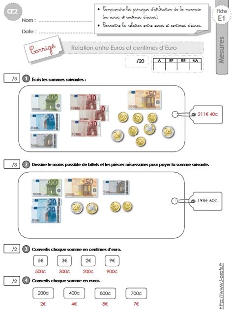 Ce Mesures Et Grandeurs Evaluation La Monnaie