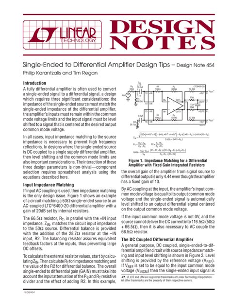 Single-Ended to Differential Amplifier Design Tips