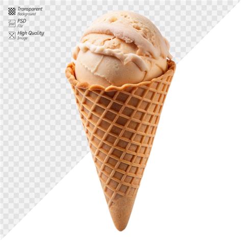 Premium PSD Delicious Vanilla Ice Cream Cone On Transparent Background