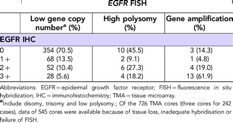 Correlation Between Egfr Protein Expression And Egfr Copy Number