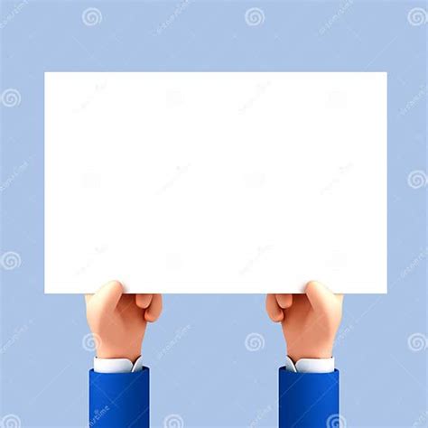 3d Cartoon Hands Holding Empty Sign Board White Empty Sheet Of Paper