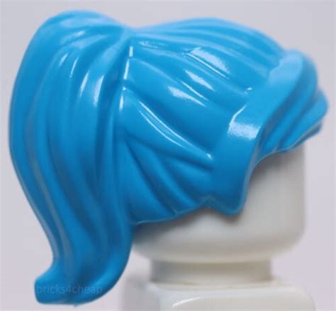 Lego Dark Azure Minifig Hair Female Ponytail And Swept Sideways Fringe