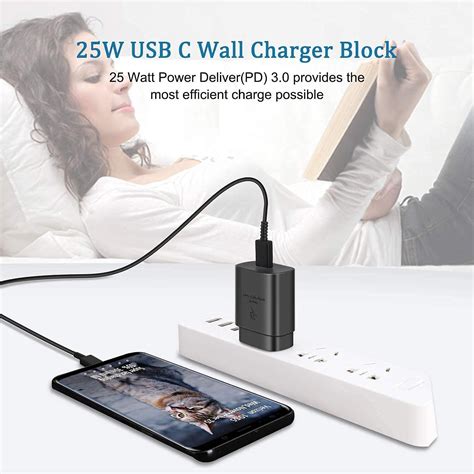 25w Type Usb C Super Fast Wall Charger 6ft Cable For Samsung Galaxy