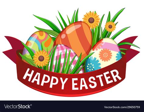 Poster Design For Easter With Painted Eggs And Vector Image