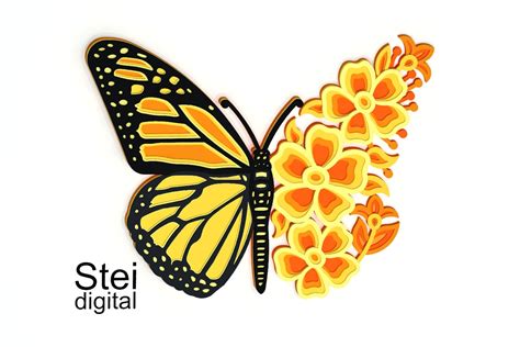 D Floral Butterfly Mandala Svg Dxf Cut Files Layered Butterfly Svg