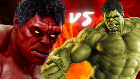 Red Hulk Vs Green Hulk Battle Comparison Hulk The Monster Youtube