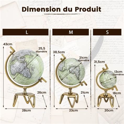 Bebeboutik Globe Terrestre COSTWAY Décoratif de Style Vintage Couleur