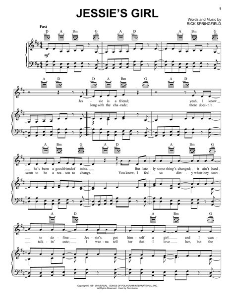 Jessie's Girl | Sheet Music Direct