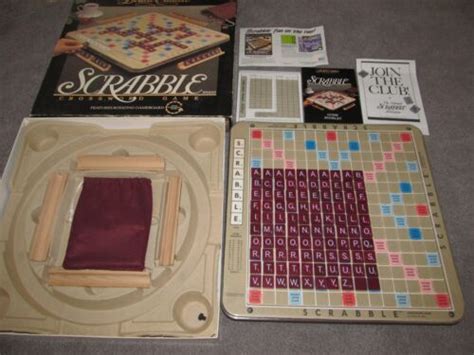 Vintage Scrabble Deluxe Edition Turntable Crossword Game Complete