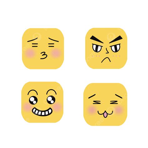 Emoji Expression PNG Image, Yellow Cute Square Emoji Expression, Emoji ...