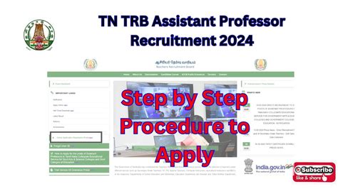 TN TRB ASSISTANT PROFESSOR RECRUITMENT 2024 ONLINE APPLICATION APPLY