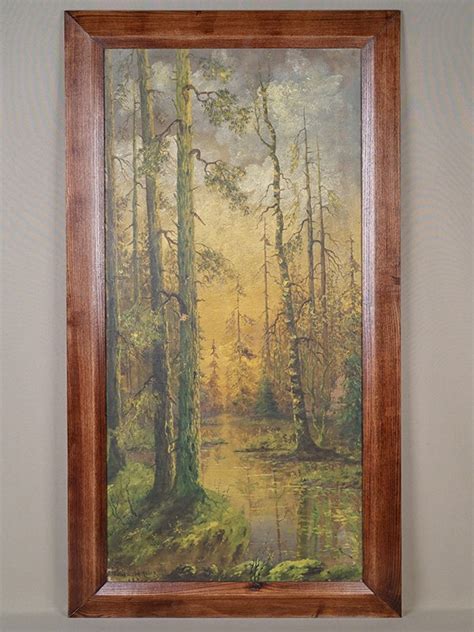 Картина в раме. Пантелеймонов, «Лес на болоте», холст, масло, 89 × 42см ...