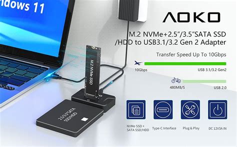 amazoncom aoko  nvme  usb adapter ssd reader dual bay