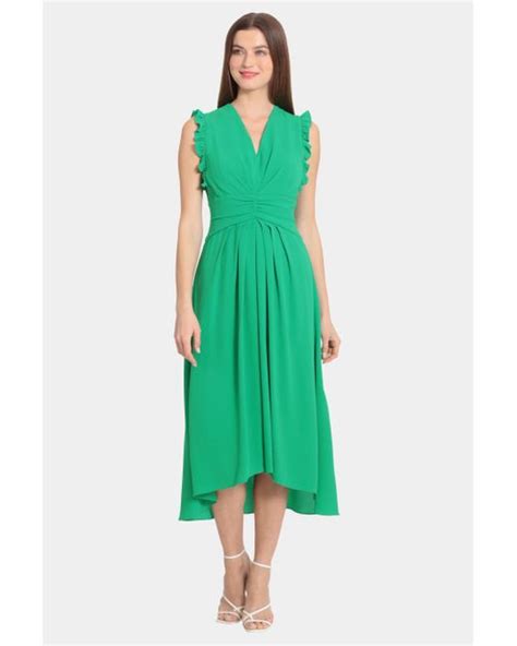 Maggy London Maxi Midi Dress With Ruffle Sleeve And Tucked Waist In