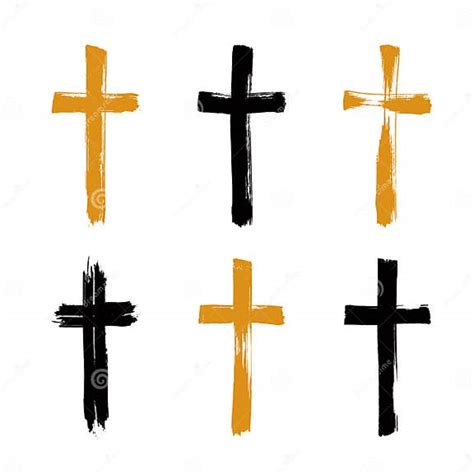 Set Of Hand Drawn Grunge Cross Icons Collection Stock Vector