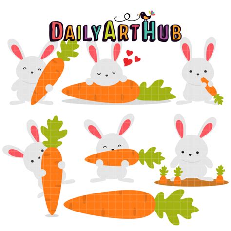 Big Carrot Bunny Clip Art Set Daily Art Hub Graphics Alphabets And Svg