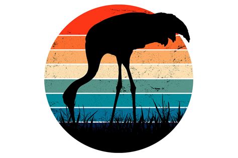 Crane Bird Silhouette Retro Sunset Graphic By Topstar Creative Fabrica